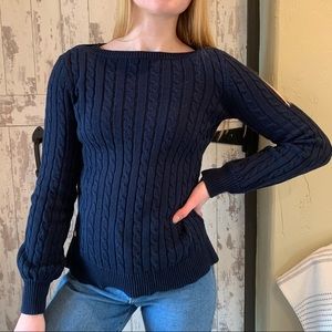 RALPH LAUREN cable knit boat-neck sweater